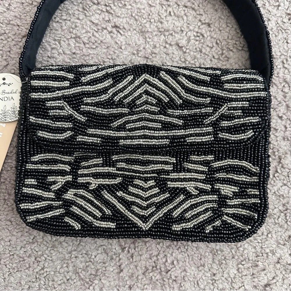 Studio 12 Beaded Black Silver Handbag Womens